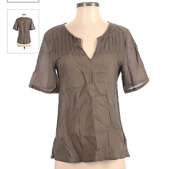 MADEWELL | BROADWAY & BROOME NYC | olive green crepe sheer blouse M - Picture 1 of 10